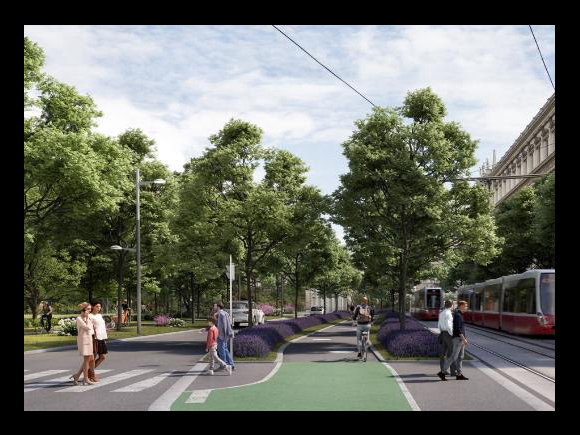 Visualisierung einer Flexity Bim in der Universitätsstraße